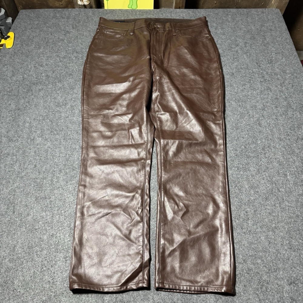 Gap Women's Brown Faux Leather Vintage Slim High Rise Pants Sz 12/31S Indie Moto
